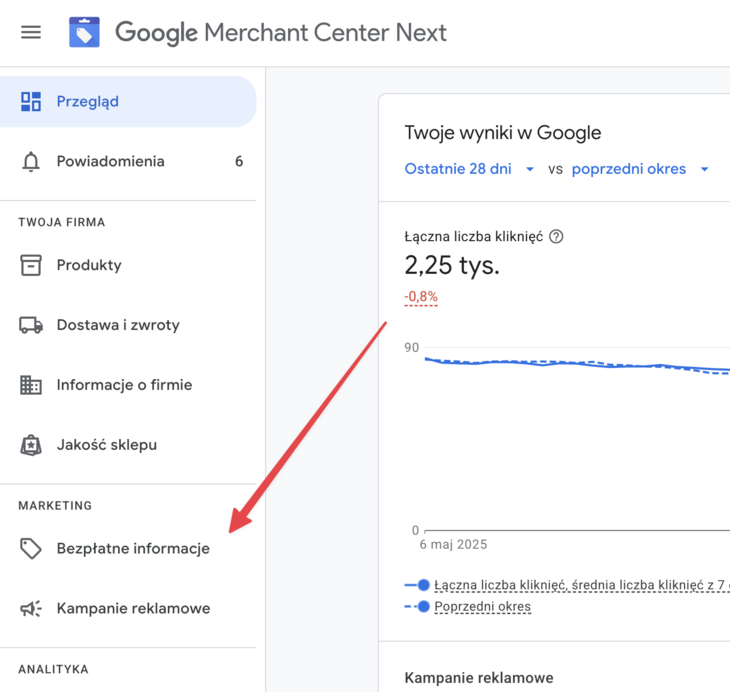 Jak włączyć darmowe reklamy produktów w Zakupach Google?